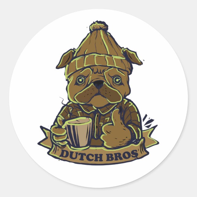 Dutch Bros Coffee Dog Classic Round Sticker (Front)