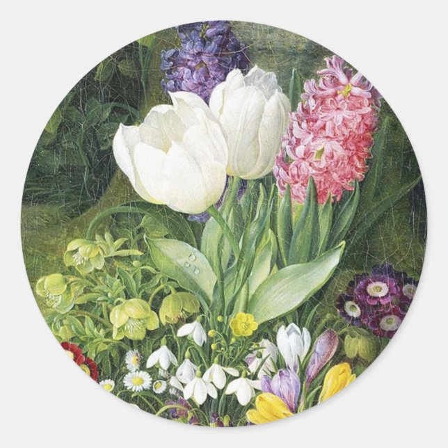 Dutch Bulb Spring Flowers Classic Round Sticker (Front)