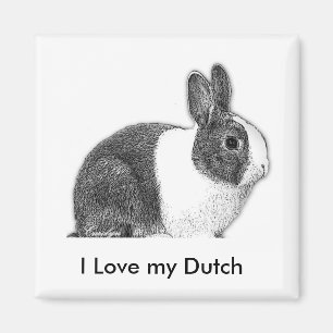 Dutch bunny pencil drawing magnet