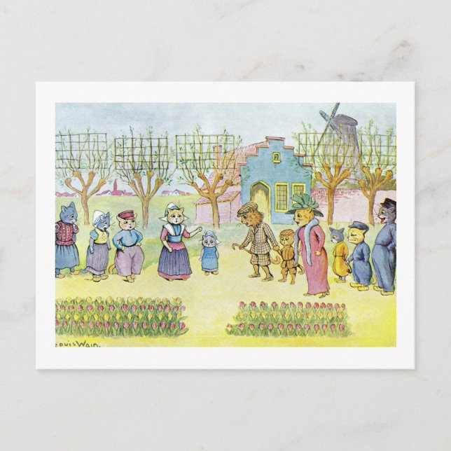 Dutch cats, Louis Wain Postcard (Front)