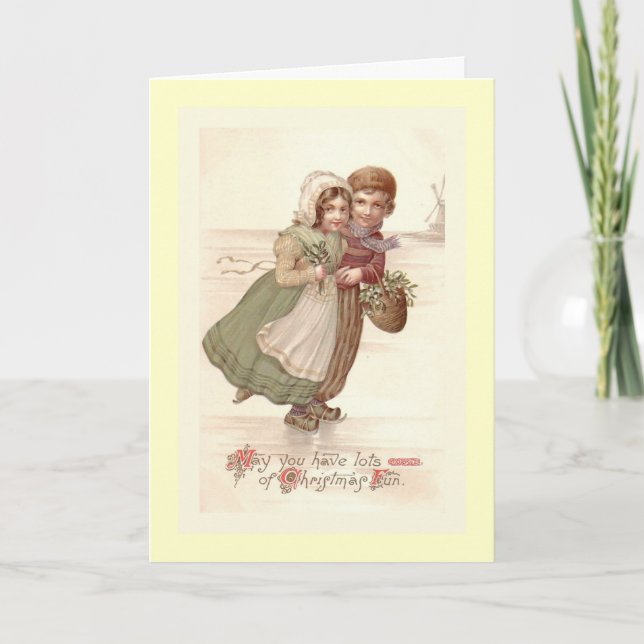 "Dutch Children Skating" Christmas Card (Front)