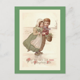 "Dutch Children Skating" Christmas Postcard