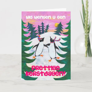Dutch Christmas Card - Skating Penguins
