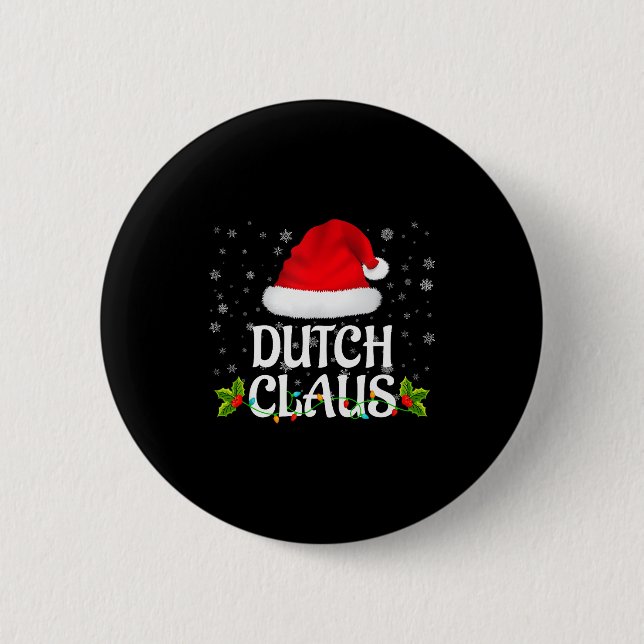 Dutch Claus Christmas Lights Santa Pajama Family M 6 Cm Round Badge (Front)