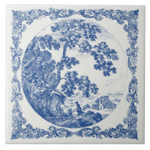 Dutch Countryside Landscape Vintage Delft Blue Tile