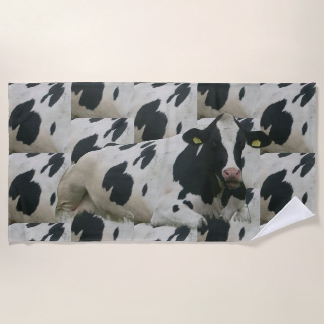 Dutch Cow in Cow Pattern Beach Towel (Front)