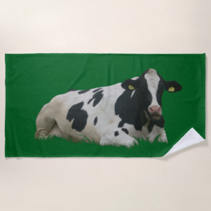 Dutch Cow in Cow Pattern Cust. BG Beach Towel