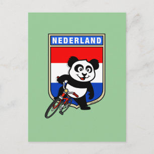 Dutch Cycling Panda Postcard