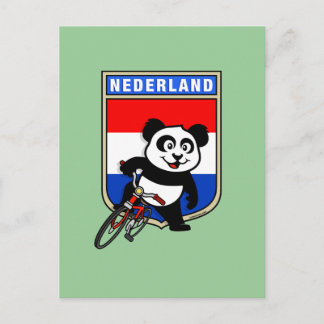 Dutch Cycling Panda Postcard