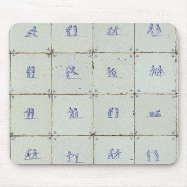 Dutch Delft Blue Tiles Mouse Mat (Front)