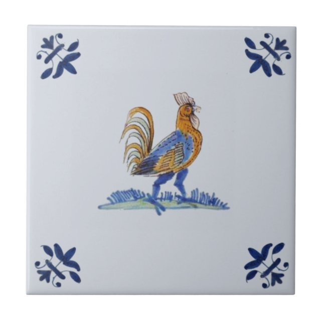 Dutch Delft Rooster circa 1650 Repro  Tile (Front)