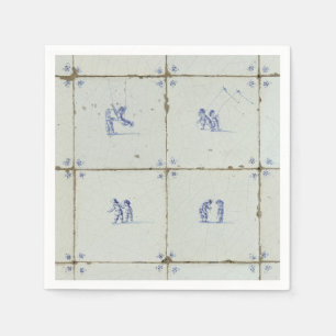 Dutch Delft Tile Background Napkin