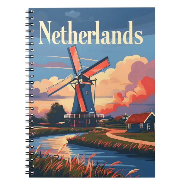 Dutch Delight: Embrace Windmill Magic Netherlands Notebook (Front)