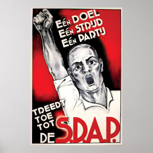 Dutch Election Poster  SDAP One goal, struggle and