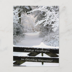 Dutch Fence in snow Merry X-mas & Happy New Year Holiday Postcard