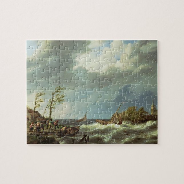 Dutch Fishing Vessel Caught on a Lee Shore with Vi Jigsaw Puzzle (Horizontal)