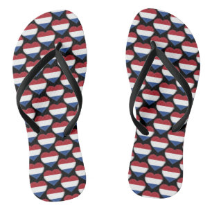 Dutch Flag Colours Hearts Pattern Patriotic Flip Flops