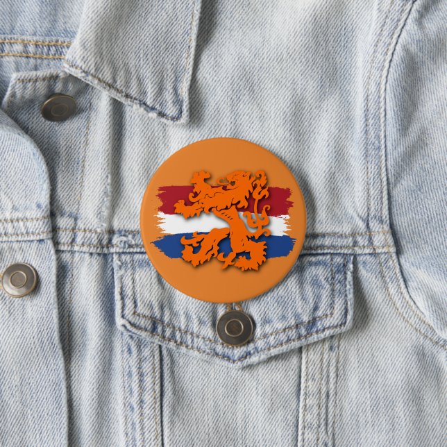 Dutch Flag Orange Lion Team Holland 7.5 Cm Round Badge (In Situ)