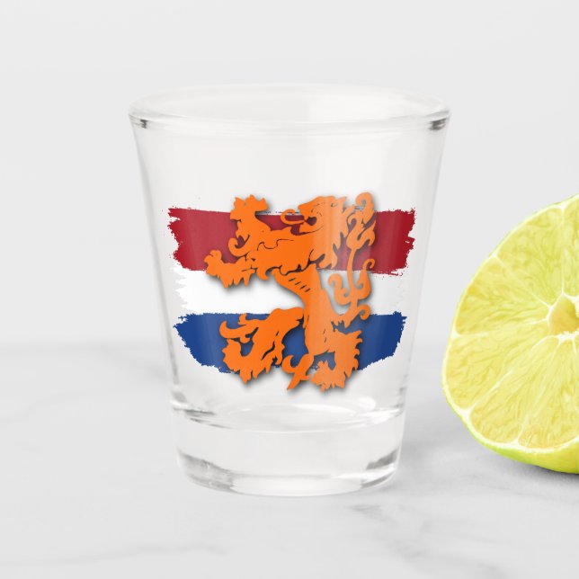 Dutch Flag Orange Lion Team Holland Shot Glass (Front)