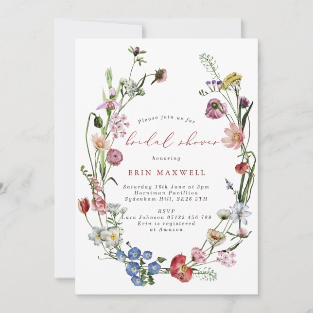 Dutch Floral Wreath Bridal Shower Invitation (Front)