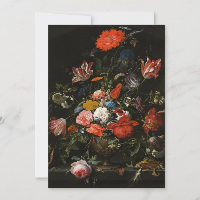 Dutch Flowers In Vase Painting Still Life Fine Art Thank You Card (Front)