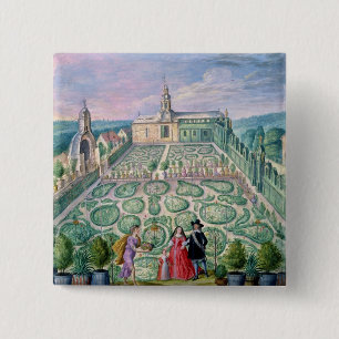 Dutch Garden, 1650 (w/c on paper) 15 Cm Square Badge