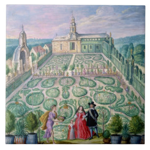 Dutch Garden, 1650 (w/c on paper) Tile
