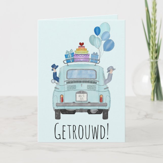 Dutch Gay Congratulations Wedding Fiat 500 Card (Front)