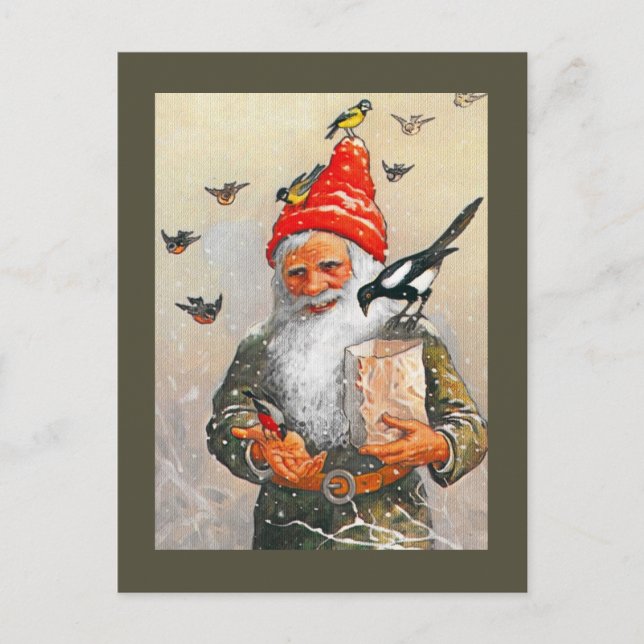 Dutch Gnome Feeding the Birds Postcard (Front)