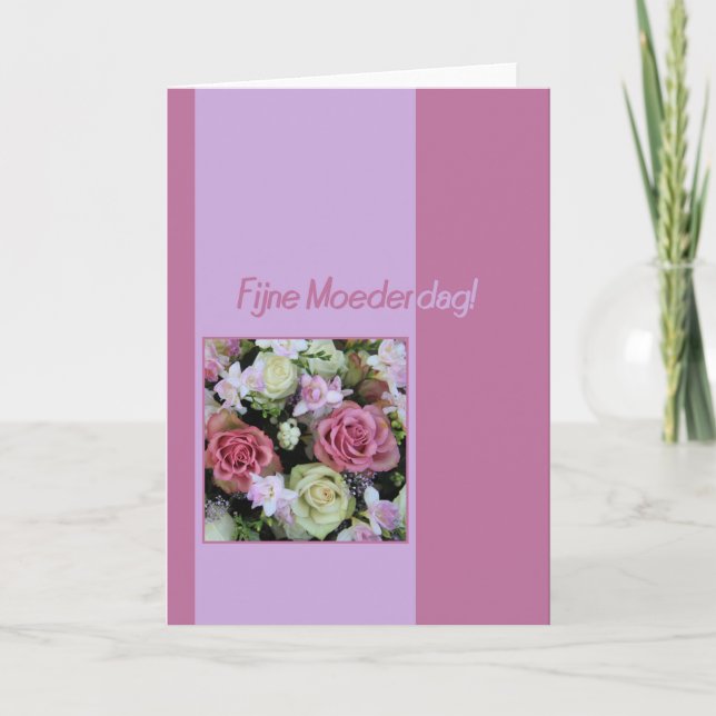 Dutch  Happy Mother's Day rose card (Front)