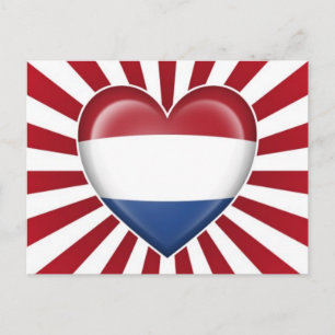 Dutch Heart Flag with Star Burst Postcard