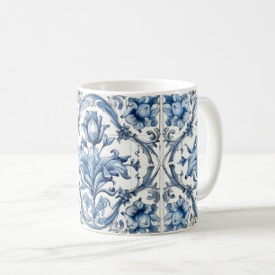 Dutch Holland Blue Tulip Pattern Coffee Mug