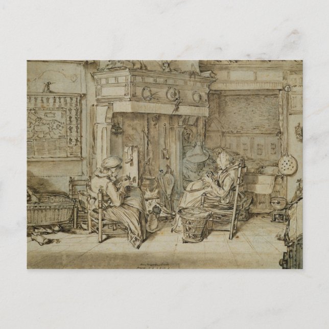 Dutch interior, 1617 postcard (Front)