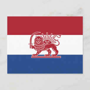 Dutch Iranian Lion and Sun Heritage Flag Postcard