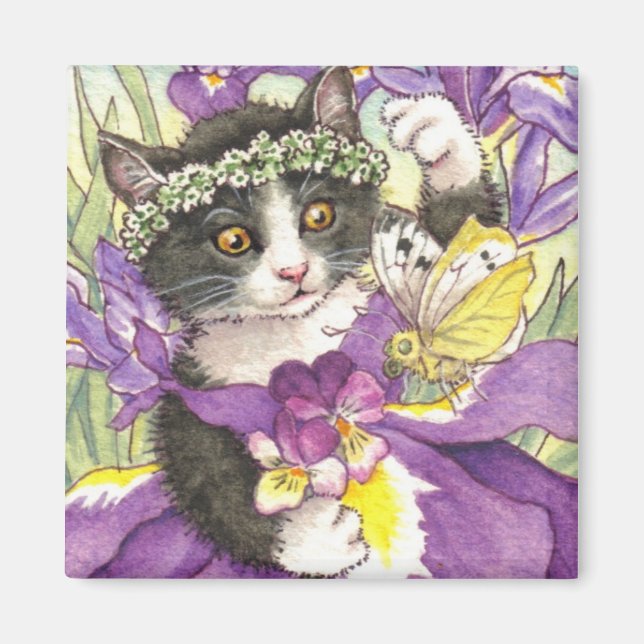 Dutch Iris Kitten Magnet (Front)