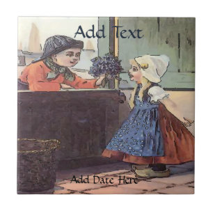 Dutch Kids Flowers  Tile, Dutch Look, Personalise Tile