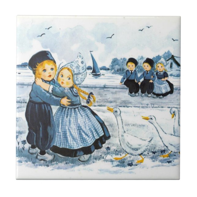 Dutch Kids with Geese Tile (Front)