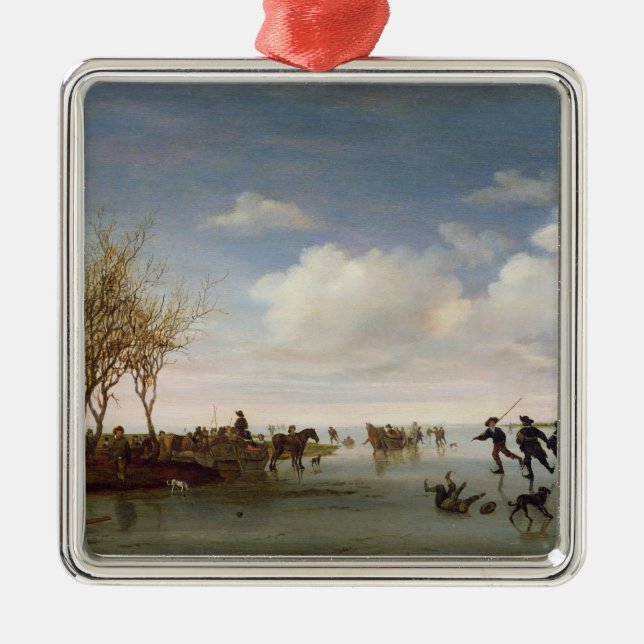 Dutch landscape with Skaters Metal Tree Decoration (Front)