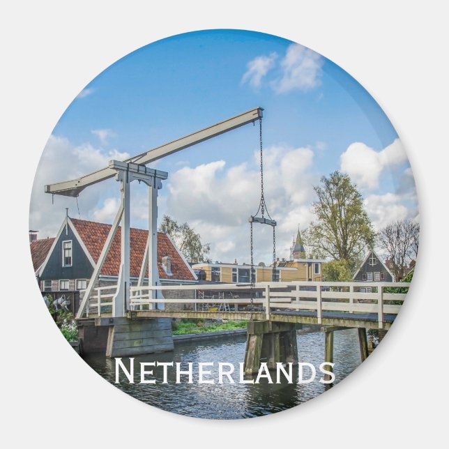 Dutch lifting wooden bridge in Netherlands Magnet (Front)