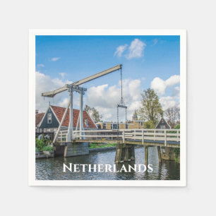 Dutch lifting wooden bridge in Netherlands Napkin