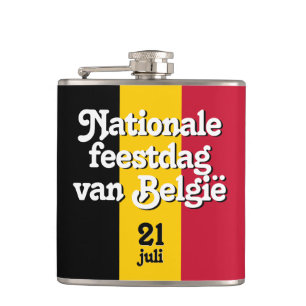 Dutch Nationale feestdag van België Belgian Flag Hip Flask