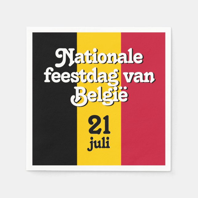Dutch Nationale feestdag van België Belgian Flag Napkin (Front)