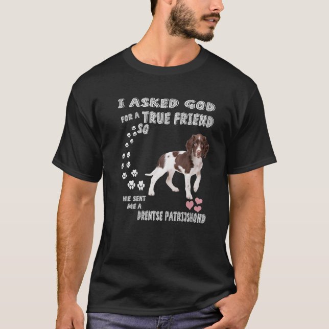 Dutch Partridge Dog Mum Dad Print, Cute Drentse Pa T-Shirt (Front)