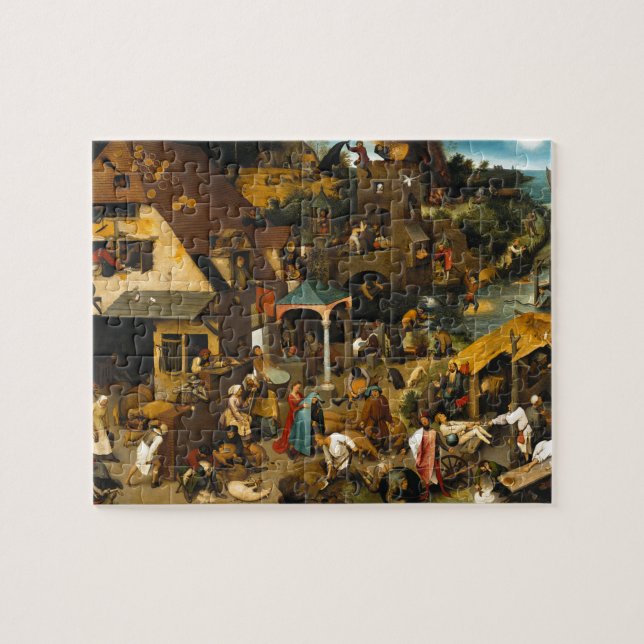 Dutch Proverbs by Pieter Bruegel the Elder Jigsaw Puzzle (Horizontal)