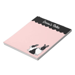 Dutch Rabbit Pink & Black 5.5" x 6" Custom Notepad