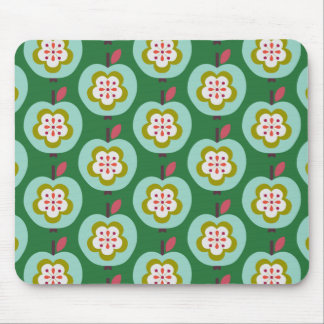 Dutch Retro Apples Green Mouse Mat