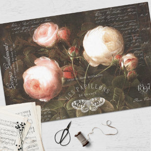 Dutch Roses and Vintage Ephemera Decoupage Tissue Paper