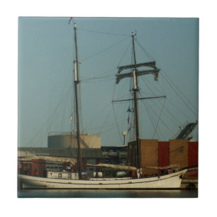 Dutch Schooner In Danish Harbor Tile