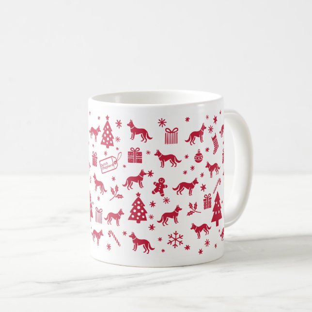 Dutch Shepherd Christmas Design Coffee Mug (Front Right)