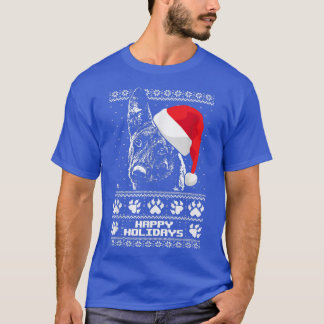 Dutch Shepherd Cute Happy Holidays Christmas  T-Shirt